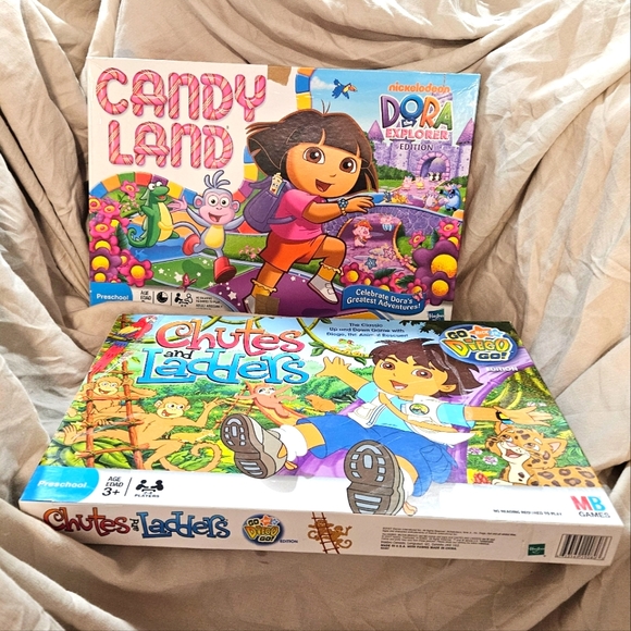Nick Jr Dora The Explorer Candyland & Go Diego Go Chutes and Ladders Board Games - Picture 1 of 12